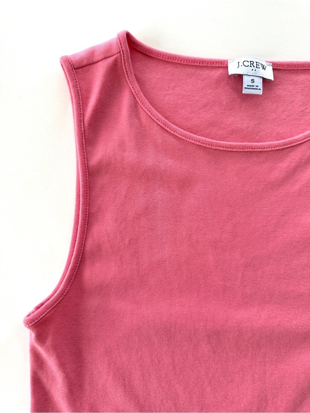 J.Crew Pink Sleeveless Tank Top with Round Neckline, Cotton Knit